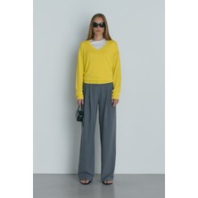 Suud Collection Gri Lina Pileli Pantolon