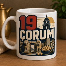 Ajans 313 19 Çorum Baskılı Kupa Bardak Retro Şehir ve Leblebi Temalı Tasarım