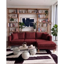 Velura Home & Living Armin Akıllı Köşe Koltuk Takımı & Modern Modüler Yataklı Köşe Takımı - Bordo