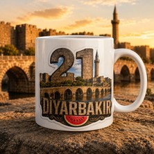 Ajans 313 21 Diyarbakır Temalı Baskılı Kupa Bardak Taş Dokulu Surlar ve Köprü Tasarımı
