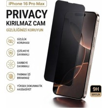 Yağızgil iPhone 16 ProMax Privacy Cam Kırılmaz Ekran Koruyucu | 9H Temperli Antistatik Tam Kaplama