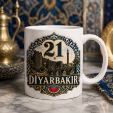 Ajans 313 21 Diyarbakır Temalı Baskılı Kupa Bardak Geleneksel Motifli Surlar ve Köprü Tasarımı