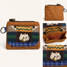 Street Bag Kedi Desenli Çok Cepli Cüzdan Günlük Seyehat Kullanım Kolay Taşınabilir Su Geçirmez