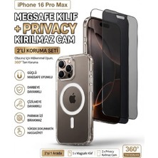 Yağızgil iPhone 16 Pro Max MagSafe Uyumlu Şeffaf Kılıf + Privacy Gizlilik Camı 2’li Set | 9H Kırılmaz Temperli Ekran Koruyucu | Tam Koruma