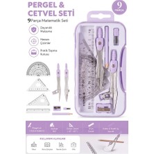 Artlantis Metal Pergel Seti 9 Parça 1 Paket 9121 Profesyonel Pergel Çizim Proje Matematik Mimar Mühendis Çizim Seti Cetvel Gönye