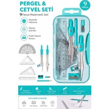 Artlantis Metal Pergel Seti 9 Parça 1 Paket 9121 Profesyonel Pergel Çizim Proje Matematik Mimar Mühendis Çizim Seti Cetvel Gönye