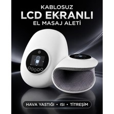 Şarjlı Kablosuz LCD Ekranlı El Masaj Aleti - Hava Yastıklı, Titreşimli, Isıtmalı 3 Kademeli El Masaj Cihazı