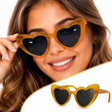 Svoria Store Amber Renk Kalp Şekilli Parti Gözlüğü