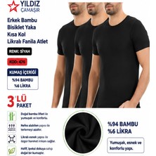 Yıldız Çamaşır Erkek Bambu Bisiklet Yaka Kısa Kol Likralı Fanila Atlet (475-476-477)- 3 Adet