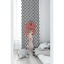 Uravas Store Pelangi Siyah Beyaz Şaşkın Kız Desenli Dijital Baskı Yıkanabilir Bebek Çocuk Odası Fon Perdesi, Siyah-Beyaz 140 x 270