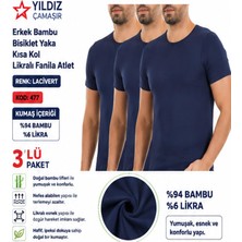 Yıldız Çamaşır Erkek Bambu Bisiklet Yaka Kısa Kol Likralı Fanila Atlet (475-476-477)- 3 Adet