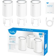 Cudy M1800 3-Pack AX1800MBPS 2.4/5ghz Ap/re/wısp Gigabit Mu-Mımo Kablosuz 3'lü Mesh Wi-Fi 6 Sistemi