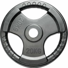 Xample® 20 kg Olimpik Kauçuk Üçlü Kavrama Ağırlık Plakaları Dökme Demir Ez Bar Curl Halter