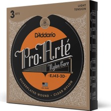 D'addario EJ43 Pro-Arte Naylon Teller, Klasik Gitar Için, Hafif Gerilim, 3 Set