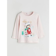 Lc Waikiki Yeni Sezon Bisiklet Yaka Uzun Kollu Baskılı Kız Çocuk Pijama Üst