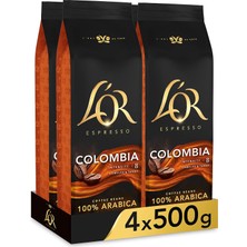L'or Espresso Colombia Çekirdek KAHVE,%100 Arabica, Zengin Lezzet, Yoğunluk 8, 500 Gram