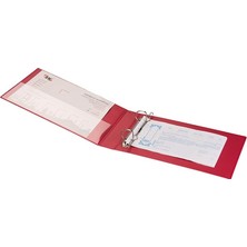 2k Senet Klasörü Pvc 3 cm 2 Halkalı 250 Yaprak Kapasiteli Ring Binder File 15,5X26 Cm. Kırmızı