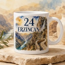 Ajans 313 24 Erzincan Temalı Baskılı Kupa Bardak – Kanyon, Vadi ve Taş Yol Suluboya Tasarımı