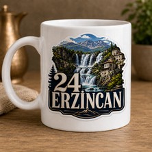 Ajans 313 24 Erzincan Temalı Baskılı Kupa Bardak – Şelale, Dağ ve Geleneksel Evler Tasarımı