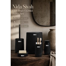 Okyanus Home Nida Siyah Kromlu Eko Banyo Seti Modern Tasarım 5'li Set Suya Dayanıklı