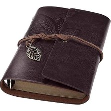Ailifly Retro Yapraklar Kolye Ucu Pu Deri Kapak Gevşek Yaprak Boş Yazma Günlüğü Defter Günlü