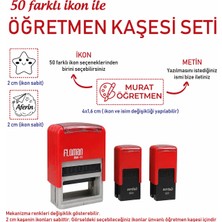 Mühürşah 3'lü Öğretmen Kaşesi Seti - Kişiye Özel Motive Edici Kaşe Öğretmen Kaşesi Öğretmen Mührü ( Kırmızı Renk )