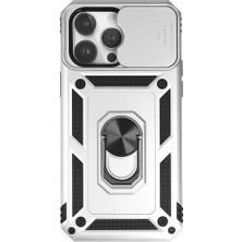 Evimdeyokyok Apple Iphone 14 Pro Max Kılıf Pars Lens Yüzüklü Silikon - Gümüş
