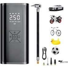 Valkyrie 100W 6000MAH Şarjlı Araba Lastik Hava Pompası LED Işıklı Çok Amaçlı Bisiklet Yatak