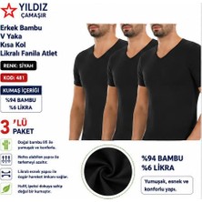 Yıldız Çamaşır Erkek Bambu V Yaka Kısa Kol Likralı Fanila Atlet (480-481-482)- 3 Adet