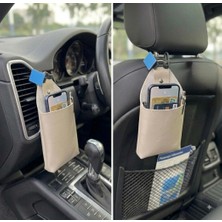 Auto Good Store Fiat Siena Uyumlu Araç Içi Deri Ceplik Telefon ve Kartlık Pratik Düzenleyici Bej
