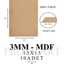 3 mm 15X15 Mdf Plaka (10 Adet) - Hobi, Maket, Ahşap El Sanatları Için Uygun (10`lu Paket)