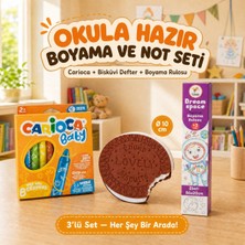 Okula Başlangıç Yaratıcılık Seti – 8'li Yıkanabilir Mum Pastel Boya, Yapıştırılabilir Boyama Rulosu ve Bisküvi Not Defteri (+3 Yaş)