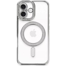 Uslucan Alışveriş Iphone 16 Plus Kılıf Joke Simli Magneticsafe Kılıf - Gümüş