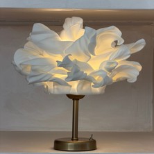 Maison Avf Beyaz Atelier Tasarım Kablosuz Pilli Masa Lambası - Alt Uzun Eskitme Gold