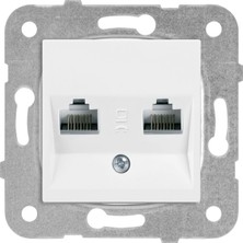 Beyaz Iki̇li̇ Data CAT5E Mekani̇zma+Düğme/kapak
