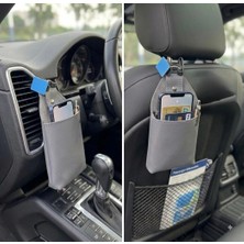 Auto Good Store Hyundai Tucson Uyumlu Araç Içi Deri Ceplik Telefon ve Kartlık Pratik Düzenleyici Gri