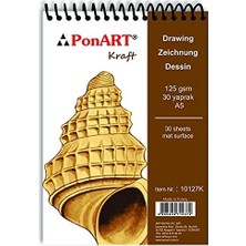 Ponart Phm-10 127K Kraft Blok Defter A5 30 Yaprak, Pastel, Guaj ve Akrilik Boyama Için