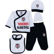 Beşiktaş Unisex 5li Hastane Çıkışı Lisans Baskılı Çıtçıtlı Zarf Yaka Uzun Kol Patikli