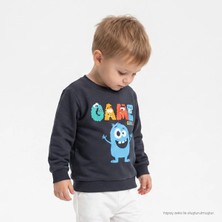 Hellobaby Erkek Bebek Sweatshirt Hayvan Baskılı Bisiklet Yaka Uzun Kol