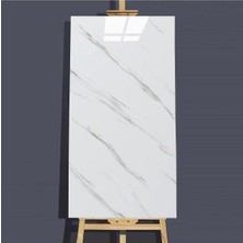Ukab Dekor Kendinden Yapışkanlı Esnek Köpük Beyaz Pvc Mermer Panel 60X30 cm Banyo Wc Mutfak Bey