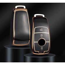 Autohan Keys Lüks Mercedes Fbs4 Siyah Altın Nano Anahtar Kılıfı, Premium Kumanda Kabı, Araç A