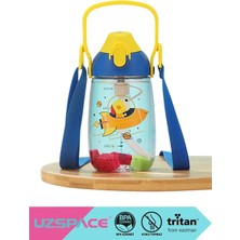 Uzspace 500ML Yeni Koleksiyon Askılı Kulplu Pipetli Tritan Çocuk Su Matarası