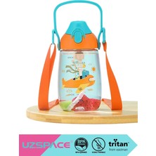 Uzspace 500ML Yeni Koleksiyon Askılı Kulplu Pipetli Tritan Çocuk Su Matarası