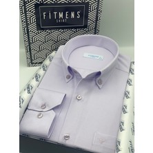 Fitmens Klasik Uzun Kol Pamuklu Yaka Düğmeli Hediye Kutulu Kolay Ütülenebilir Erkek Gömlek FS-003897 - Lila