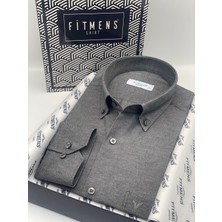 Fitmens Klasik Uzun Kol Pamuklu Yaka Düğmeli Hediye Kutulu Kolay Ütülenebilir Erkek Gömlek FS-003897 - Antrasit