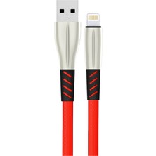 Gelalsat Konfulon S89 Metal Uçlu Lightning Kablo Iphone Uyumlu 1m 2.4A - Kırmızı
