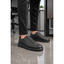 Mevese Emirp Cilt Bağcıklı Erkek Sneaker Günlük Ayakkabı - Siyah