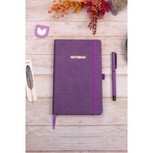 13x21 cm Mor Deri Sert Kapak Noktalı Tarihsiz Dikişli Not Okul Defteri