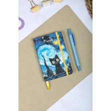 Dival Notebook 9X14 cm Sert Kapak Çizgili Not Okul Defteri - Meow Kedili 1