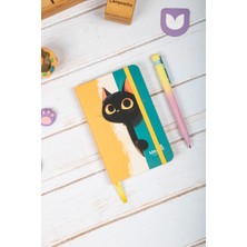 Dival Notebook 9X14 cm Sert Kapak Çizgili Not Okul Defteri - Meow Kedili 3